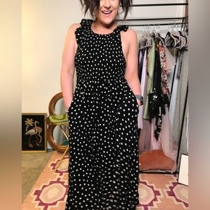 Free People Size Small Black white polka dots Maxi Dress